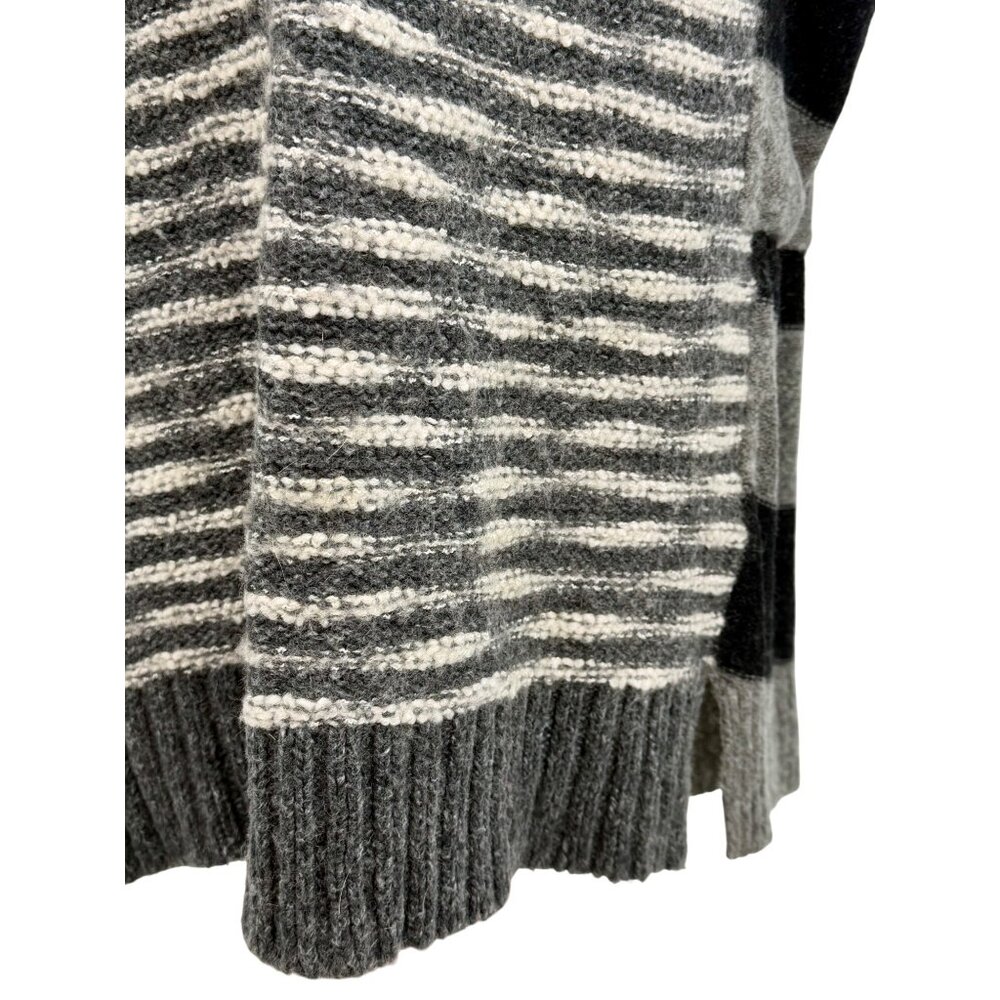 Free People Black Gray Striped Floral Knit Long Cardigan S | Boho Grunge Fairy - Picture 12 of 16
